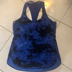 Lululemon racerback tank, delicate design down the back with reflective strip.